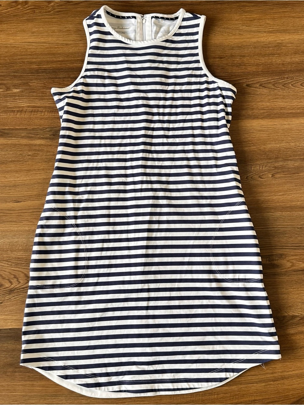 Tommy Bahama IslandZone Aubrey Blue White Stripe Dress Small Tank Shift Pockets